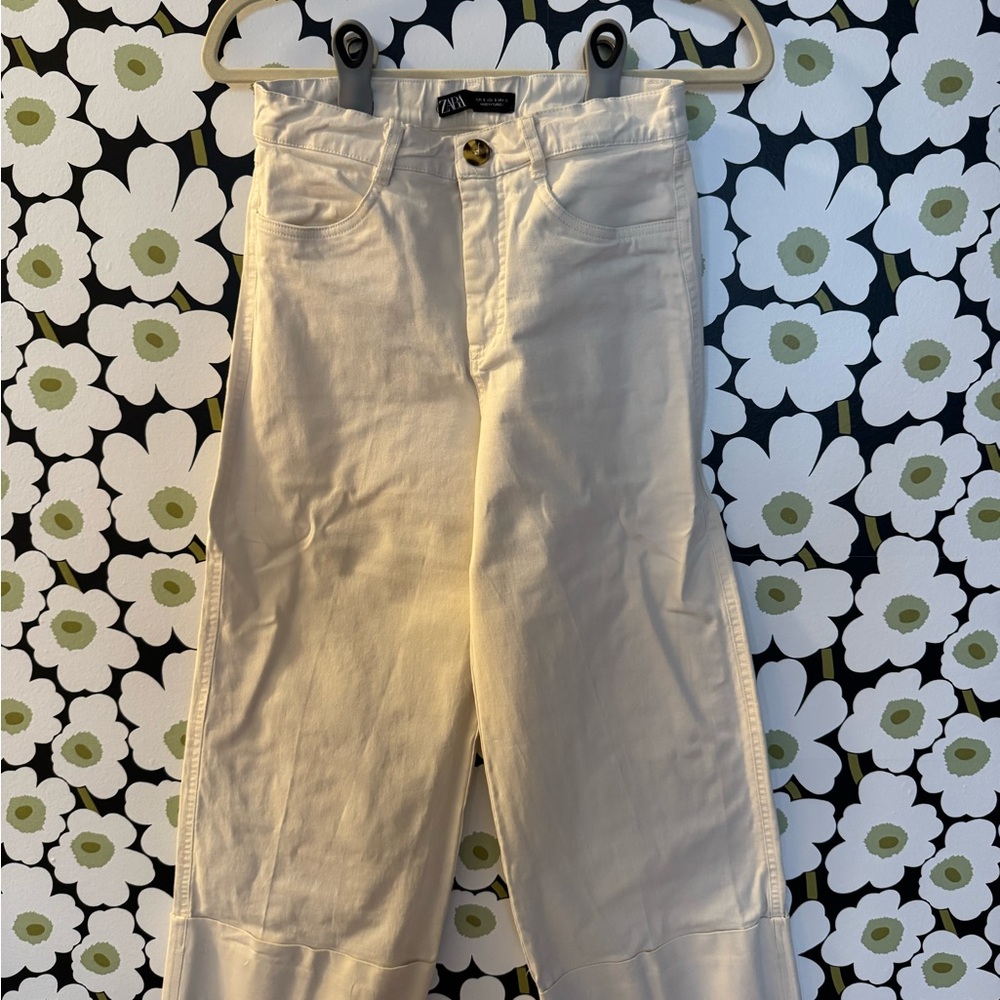 Zara Cream High-Waisted Pants